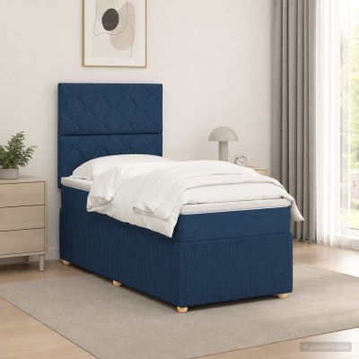 vidaXL LED boxspring posteľ s matracom Modrá 100 x 200 cm Látka