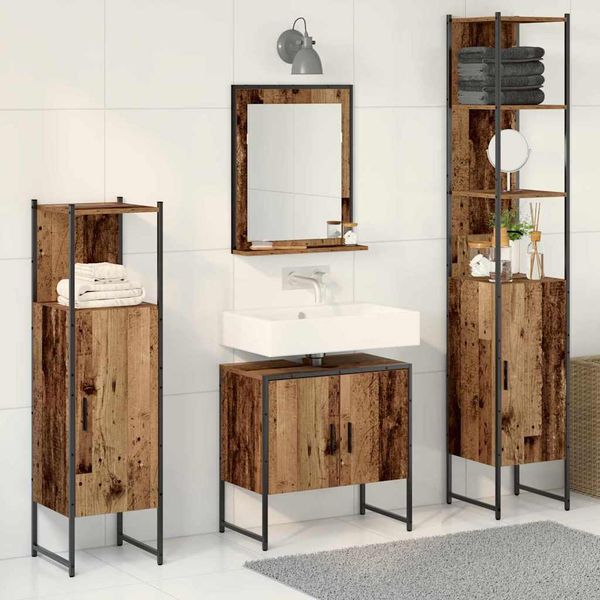 vidaXL Sada kúpeľňového nábytku 4 pcs Hnedá 33 x 33 x 185.5 cm