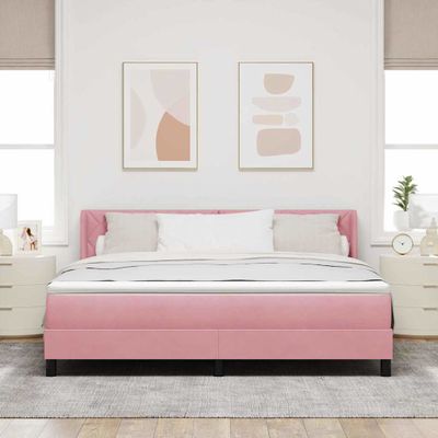 vidaXL Posteľ s pružinovým rámom Ružová 200 x 180 cm Zamat