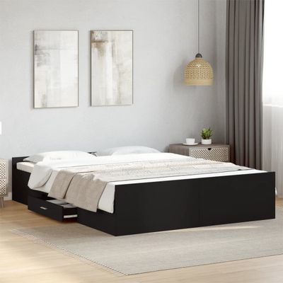 vidaXL Posteľný rám so zásuvkami čierny 150x200 cm kompozitné drevo