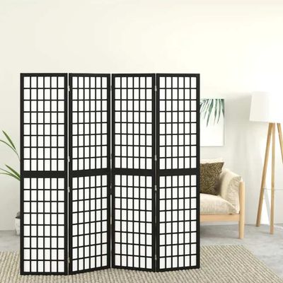 vidaXL Skladací paraván so 4 panelmi japonský štýl 160x170 cm čierny