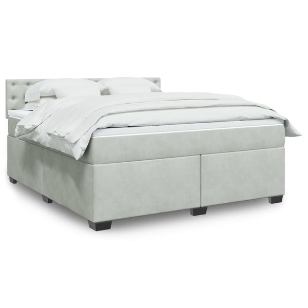 vidaXL Posteľný rám boxsping s matracom bledosivý 180x200 cm zamat