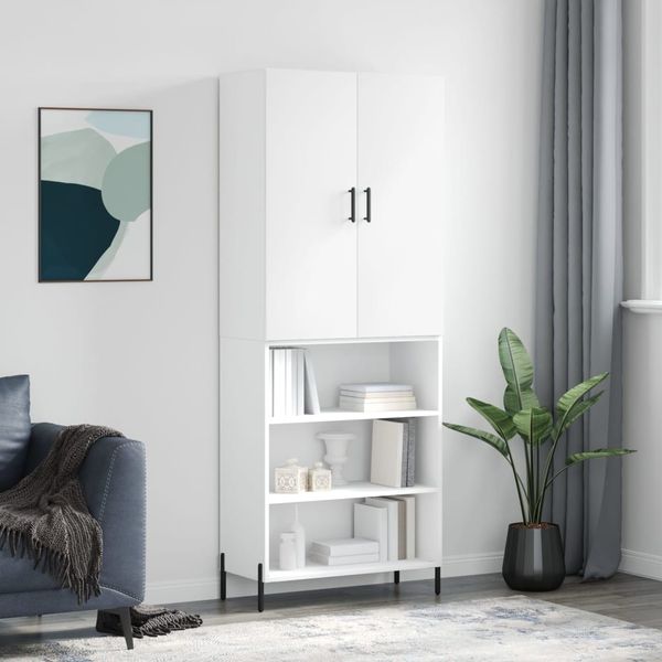 vidaXL Vysoká skrinka biela 69,5x34x180 cm spracované drevo