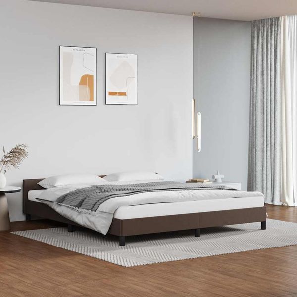 vidaXL Posteľný rám s čelom bez matraca hnedý 180x200 cm