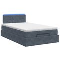 vidaXL Ottoman posteľ s matracom a LED Tmavosivá 120 x 190 cm Zamat