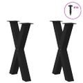 vidaXL Nohy k jedálenskému stolu v tvare X, 2 ks, čierne, 50 x (72-73) cm, oceľové