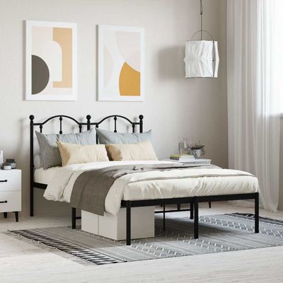 vidaXL Kovový rám postele s čelom čierny 120x200 cm