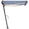 vidaXL Automatická markíza, LED a senzor vetra 300x250 cm modro-biela