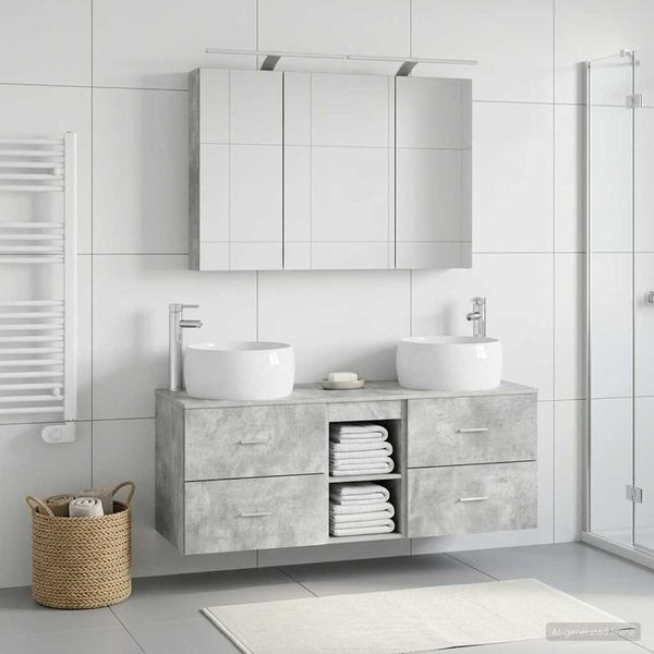 vidaXL Sada kúpeľňového nábytku 4 pcs Betónovo sivá