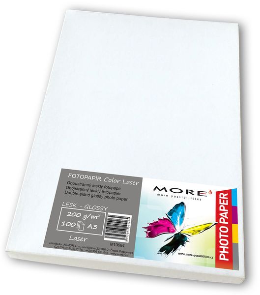 Fotopapier lesk. obojstran. kompatibilný s A3, 200g/m2, kompatibilný s laser t.,100ks