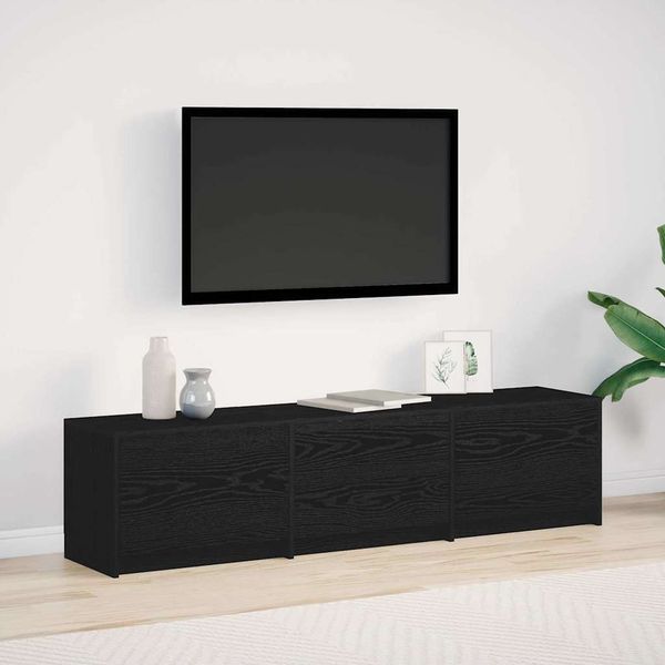 vidaXL TV skriňa s LED Čierny Dub 165 x 34 x 40 cm Konštruované drevo