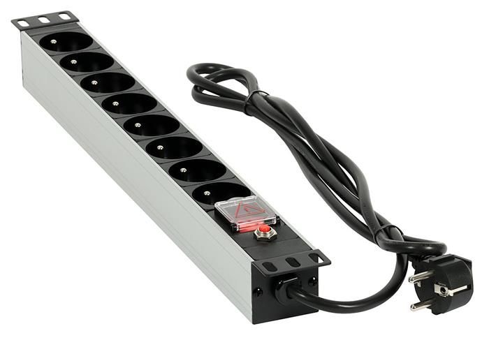 Prodlužovací prívod do Racku (19" RACK, 1U, AC 230V, vypínač, 8 zásuviek, kábel 1,8 m)