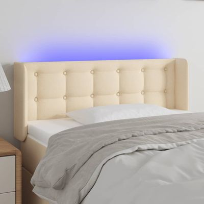 vidaXL Čelo postele s LED krémové 103x16x78/88 cm látka