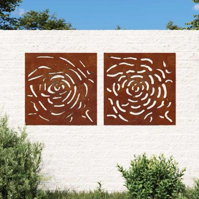 vidaXL Záhradné dekorácie 2 ks 55x55 cm, cortenová oceľ, ruža