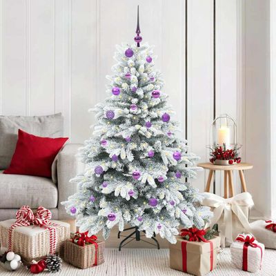 vidaXL Umelý vianočný stromček s 150 LED-i Biela 150 cm PE a PVC