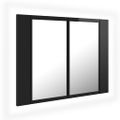 vidaXL LED kúpeľňová zrkadlová skrinka lesklá čierna 60x12x45 cm akryl