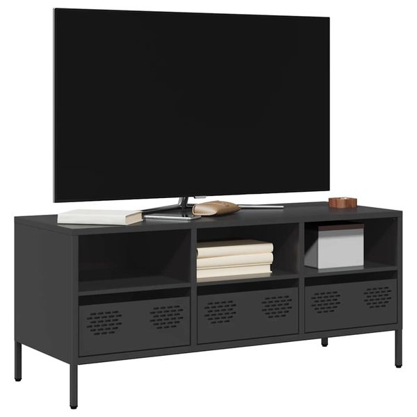 vidaXL TV skrinka čierna 101,5x39x43,5 cm oceľ valcovaná za studena