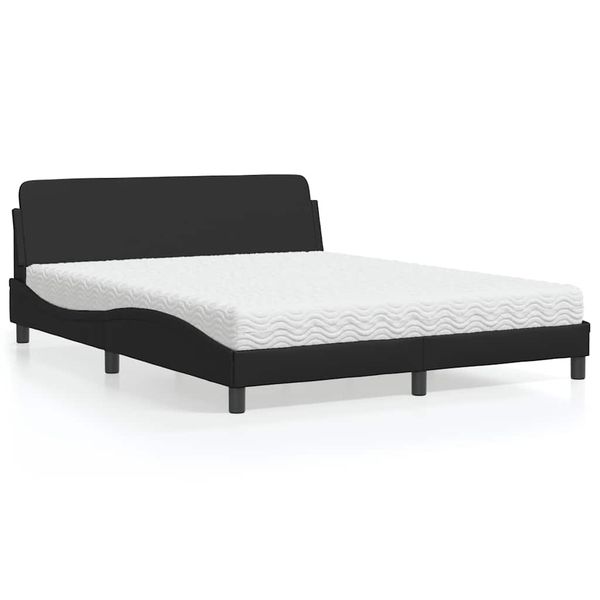 vidaXL Posteľ s matracom Dover čierna 160x200 cm umelá koža