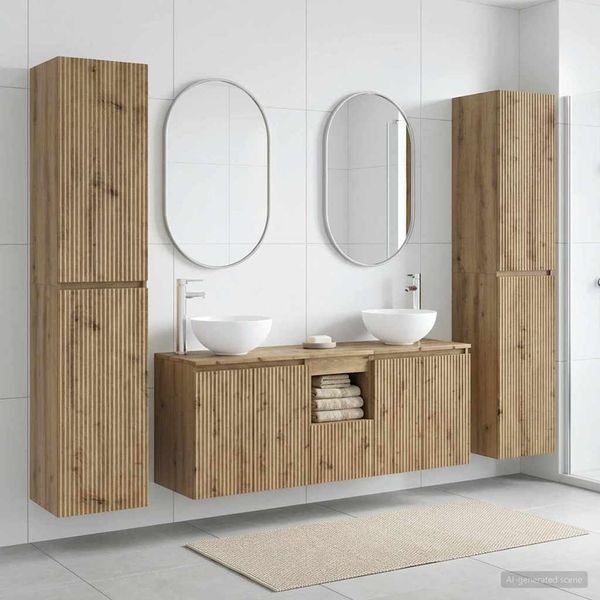vidaXL Sada kúpeľňového nábytku 5 ks Dub artisan 33 x 34,5 x 160 cm