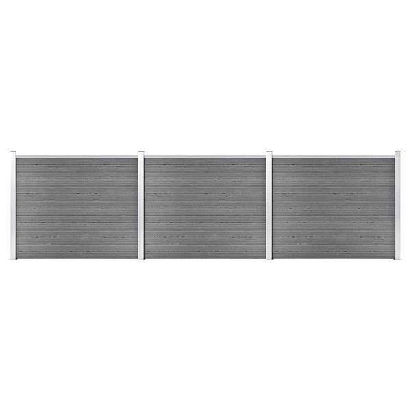 vidaXL Sada plotových panelov WPC 526x146 cm sivá