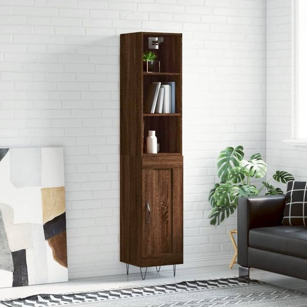 vidaXL Vysoká skrinka hnedý dub 34,5x34x180 cm spracované drevo