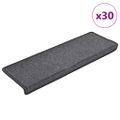 vidaXL Schodové rohože 30 ks 65x21x4 cm tmavošedé s obdĺžnikovým okrajom