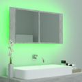 vidaXL LED kúpeľňová zrkadlová skrinka betónová sivá 90x12x45 cm akryl