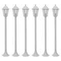vidaXL Záhradné stĺpové lampy 6 ks E27 110 cm hliníkové biele