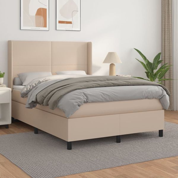 vidaXL Boxspring posteľ s matracom kapučínová 140x190 cm umelá koža