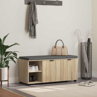 vidaXL Predsieňová lavica s vankúšom Sonoma dub 100 x 38 x 46 cm