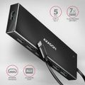 AXAGON HUE-F7C, 7x USB 3.2 Gen 1 ALU FLAT CHARGING hub, micro USB nap. konektor, kabel USB-C 30cm USB Hub, externí, 7x USB 3.0, 0,3m, hliníkové telo, cerný