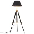 vidaXL Lampa na statíve čierna a zlatá 141 cm teakový masív