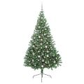 vidaXL Umelý predsvietený vianočný stromček Zelená 240 cm PVC