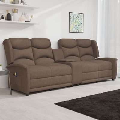 vidaXL 4-miestne sklápacie masážne kreslo+držiak na poháre, sivohnedé
