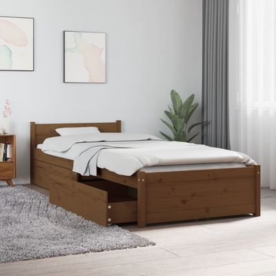 vidaXL Posteľný rám so zásuvkami medový 75x190 cm malé jednolôžko