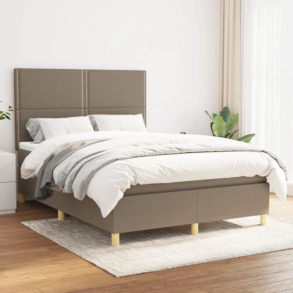 vidaXL Posteľný rám boxspring s matracom sivohned 140x200 cm látka