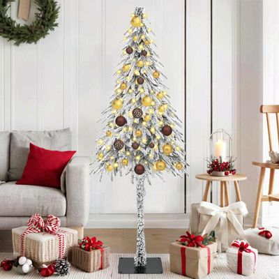 vidaXL Vianočný stromček s 150 LED-i Biela 150 cm PE a oceľ