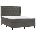 vidaXL Posteľný rám boxspring s matracom tmavosivý 140x200 cm zamat