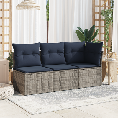 vidaXL | Záhradná pohovka | s vankúšom Sivá 62 x 62 x 69 cm Poly ratan