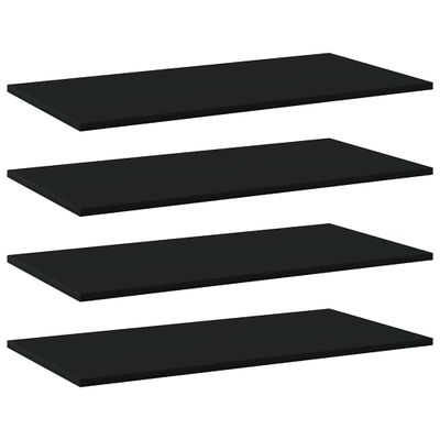 vidaXL Prídavné police 4 ks, čierne 80x40x1,5 cm, drevotrieska