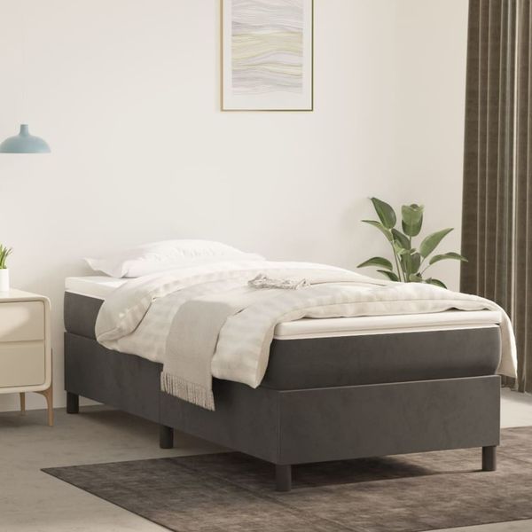 vidaXL Posteľný rám s boxspringom tmavosivá 90x190 cm zamat