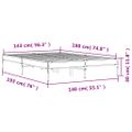 vidaXL Posteľný rám dymový dub 140x190 cm kompozitné drevo a kov