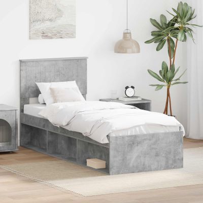 vidaXL Rám postele Betónová šedá 75 x 190 cm Masívne borovicové drevo