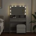 vidaXL Toaletný stolík s LED sivý sonoma 80x41x134,5 cm