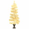 vidaXL Osvetlený špirálový vianočný stromček+kvetináč, biely 120cm PVC