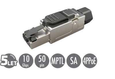 Konektor MPTL univerzálny RJ45 CAT6A STP samorezný SXRJ45-6A-STP-BK-SA
