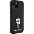 Puzdro Karl Lagerfeld pre iPhone 15 6,1" KLHCP15SSMHKNPK čierne HC SILIKÓN IKONIK METAL PIN
