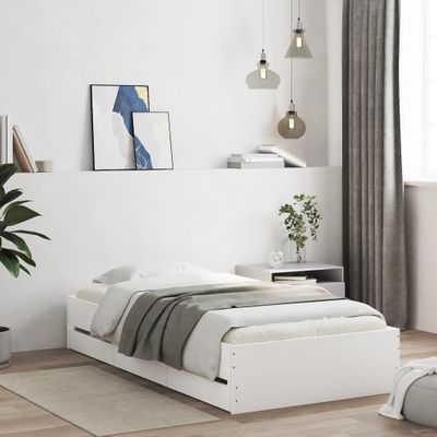 vidaXL Posteľný rám so zásuvkami biely 75x190 cm kompozitné drevo