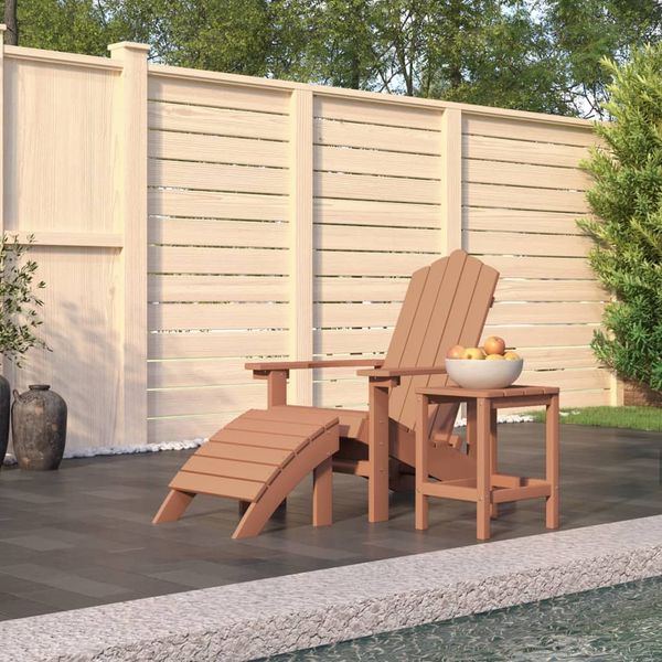 vidaXL Záhradná stolička Adirondack s podnožkou a stolíkom HDPE hnedá