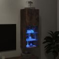 vidaXL TV skrinka s LED svetlami dymový dub 40,5x30x102 cm
